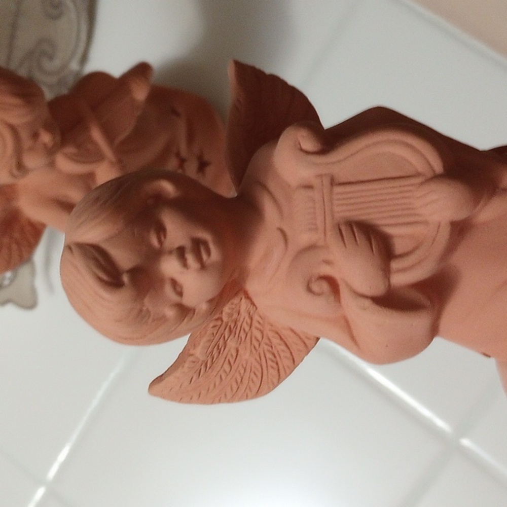 Terracotta Angel Figurines - Set of 2